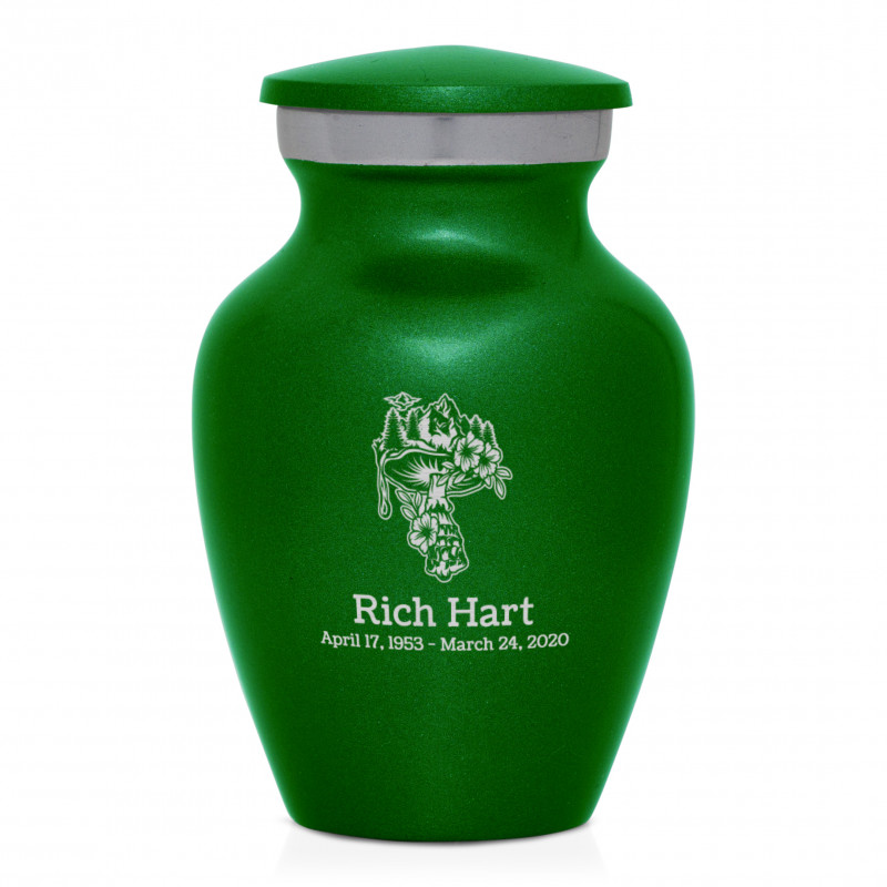 Mushroom Nature Keepsake Urn - Shamrock Green