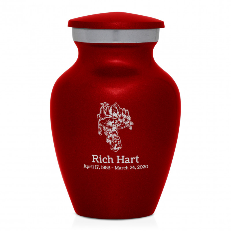 Mushroom Nature Keepsake Urn - Ruby Red