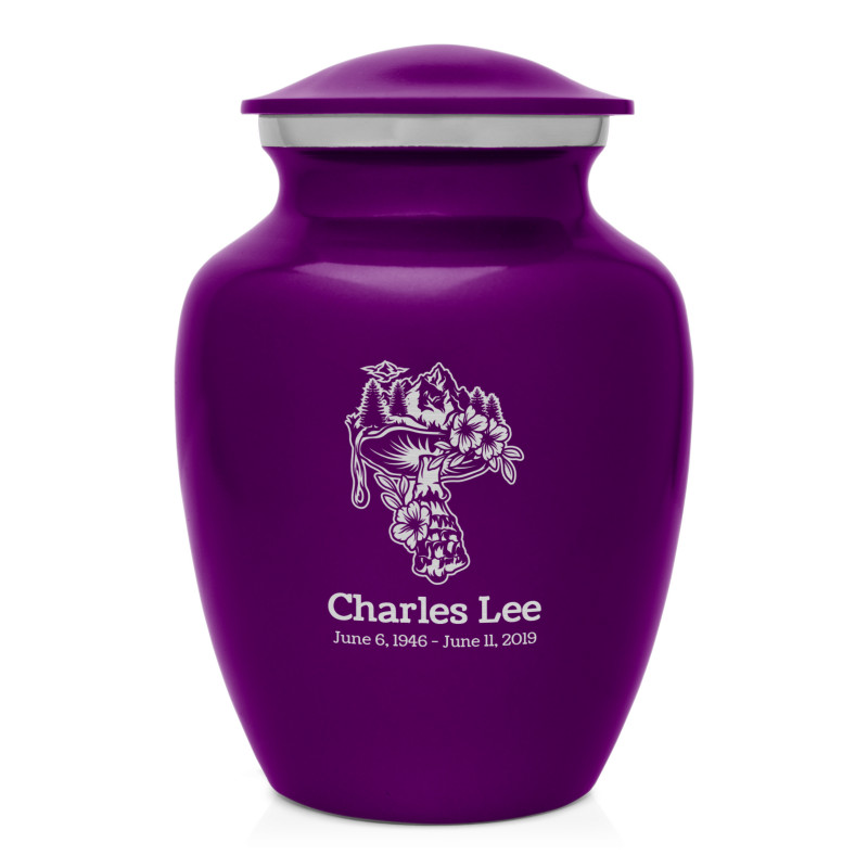 Mushroom Nature Sharing Urn - Purple Luster
