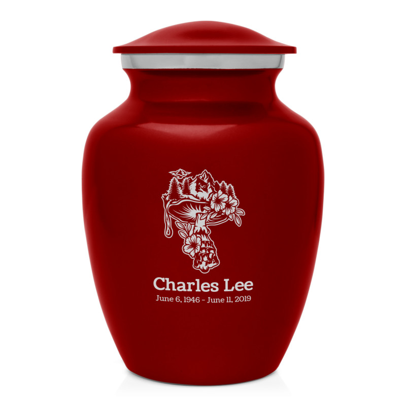 Mushroom Nature Sharing Urn - Ruby Red