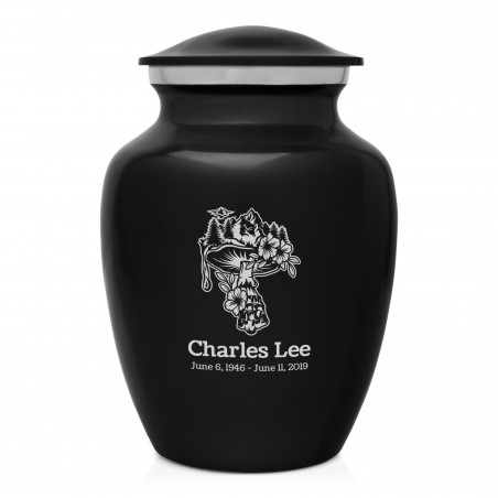 Mushroom Nature Sharing Urn - Jet Black