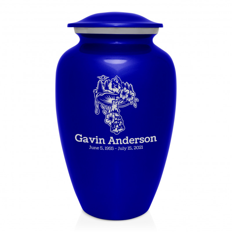 Mushroom Nature Cremation Urn - Midnight Blue