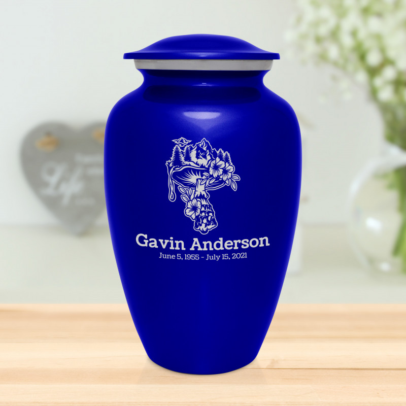 Mushroom Nature Cremation Urn - Midnight Blue
