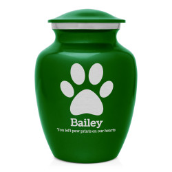 Small Pawprint Pet Cremation Urn - Shamrock Green