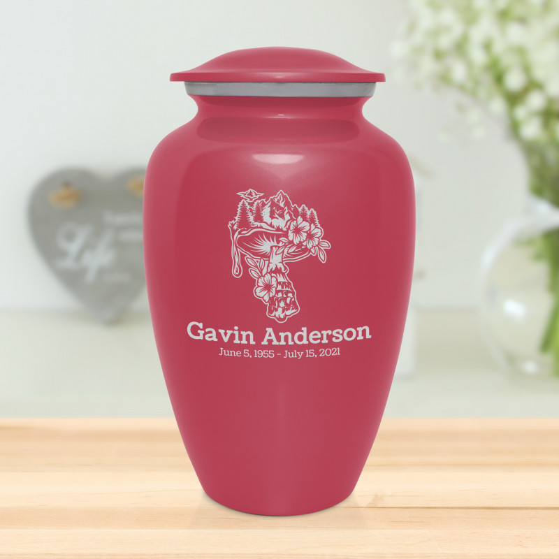 Mushroom Nature Cremation Urn - Rose Pink
