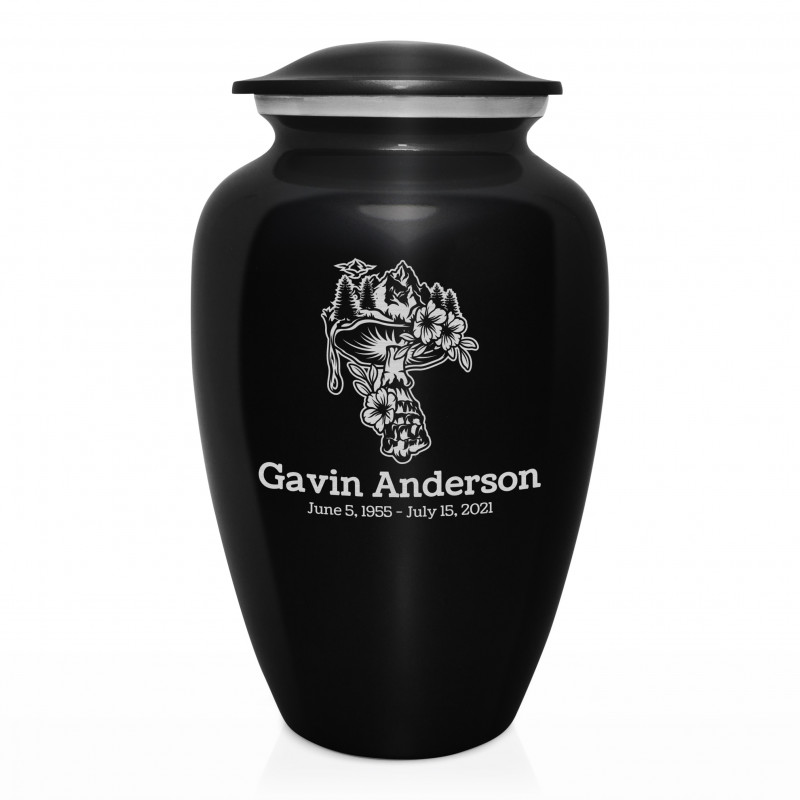 Mushroom Nature Cremation Urn - Jet Black