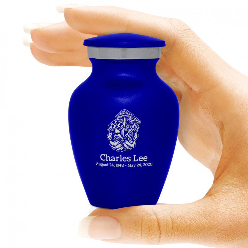 Mushrooms Hands Keepsake Urn - Midnight Blue