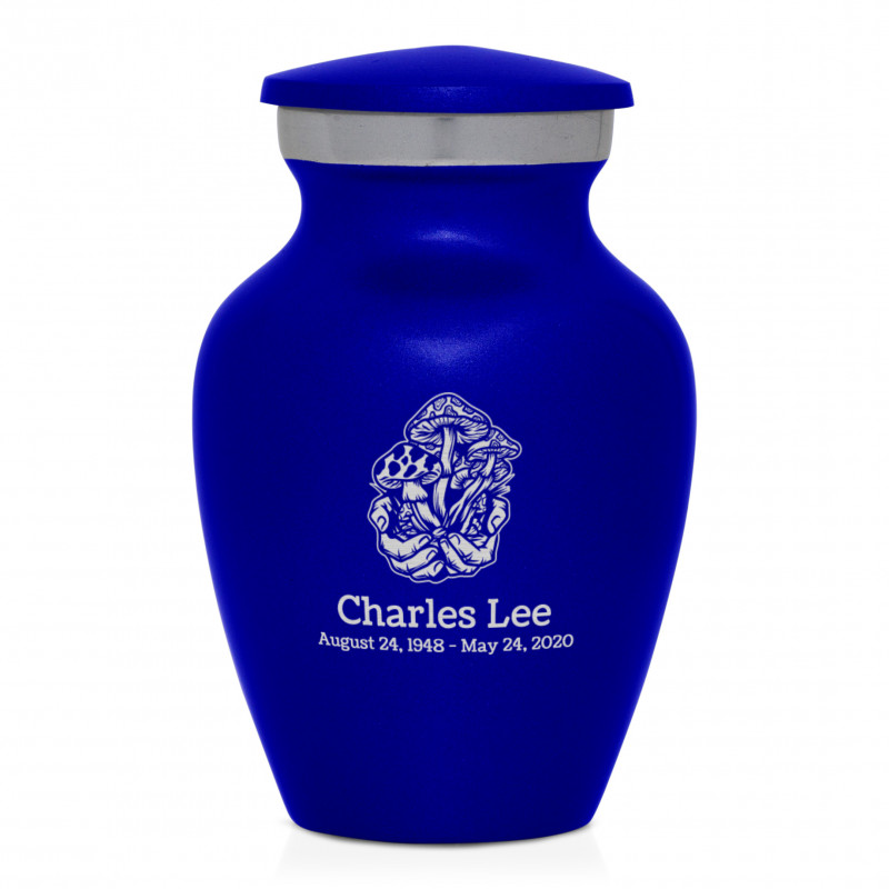 Mushrooms Hands Keepsake Urn - Midnight Blue