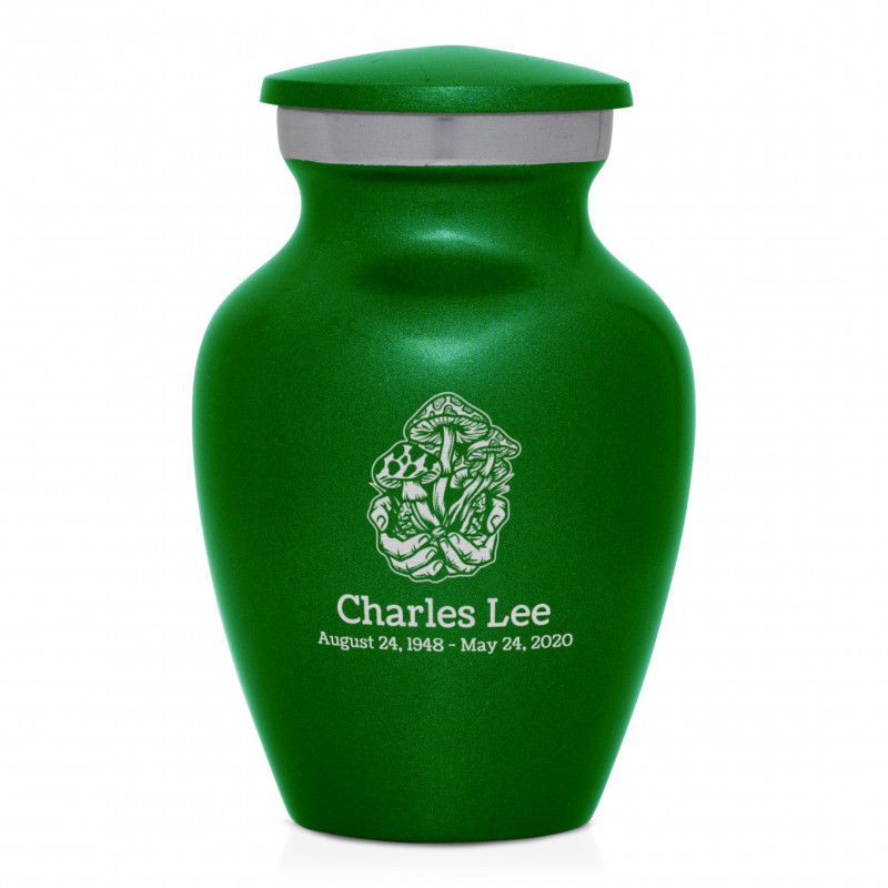 Mushrooms Hands Keepsake Urn - Shamrock Green
