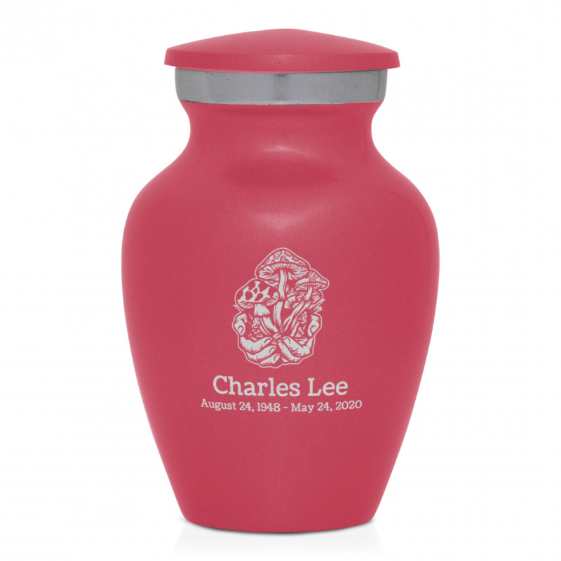 Mushrooms Hands Keepsake Urn - Rose Pink