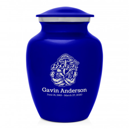 Mushrooms Hands Sharing Urn - Midnight Blue