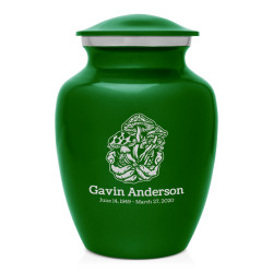 Mushrooms Hands Sharing Urn - Shamrock Green