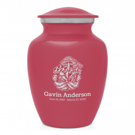 Mushrooms Hands Sharing Urn - Rose Pink