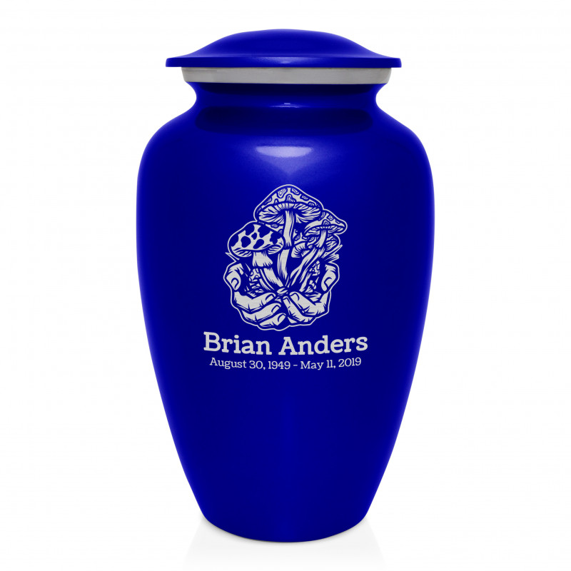 Mushrooms Hands Cremation Urn - Midnight Blue