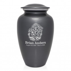 Mushrooms Hands Cremation Urn - Gunmetal Gray