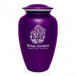 Mushrooms Hands Cremation Urn - Purple Luster