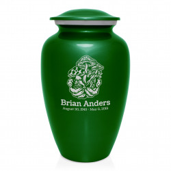 Mushrooms Hands Cremation Urn - Shamrock Green