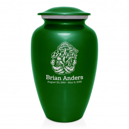 Mushrooms Hands Cremation Urn - Shamrock Green