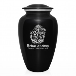 Mushrooms Hands Cremation Urn - Jet Black