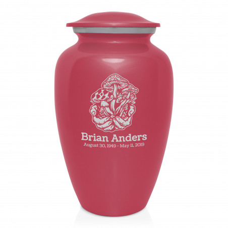 Mushrooms Hands Cremation Urn - Rose Pink
