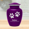 Small Pawprints Pet Cremation Urn - Purple Luster