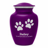 Small Pawprints Pet Cremation Urn - Purple Luster