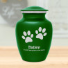 Small Pawprints Pet Cremation Urn - Shamrock Green