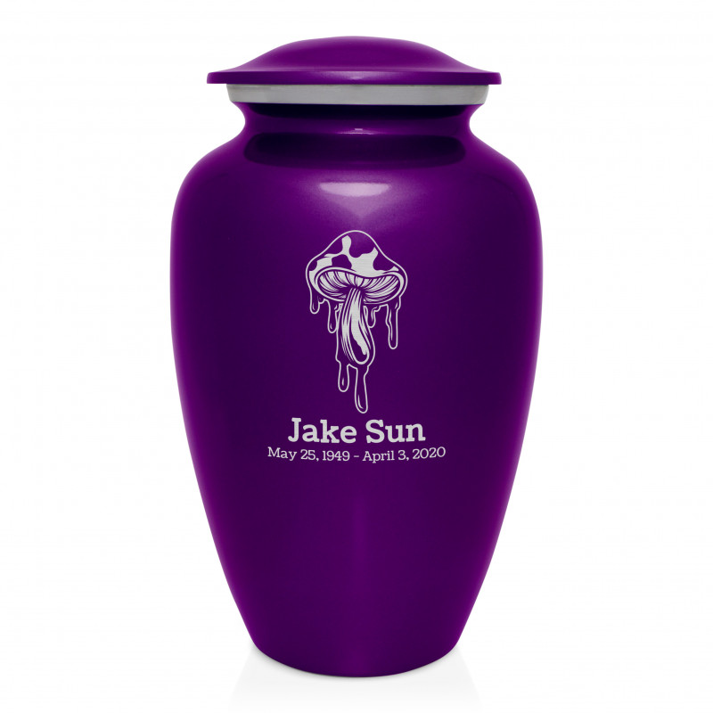 Melting Shrooms Cremation Urn - Purple Luster