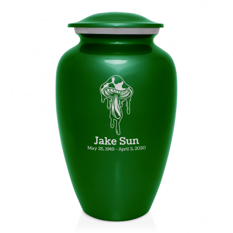 Melting Shrooms Cremation Urn - Shamrock Green