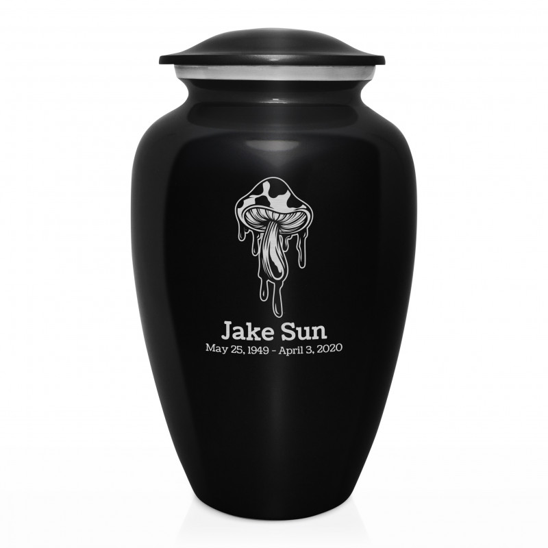 Melting Shrooms Cremation Urn - Jet Black