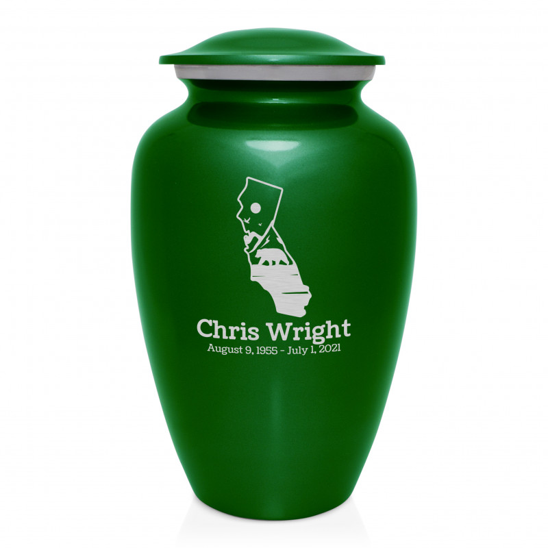 California Landscape Cremation Urn - Shamrock Green