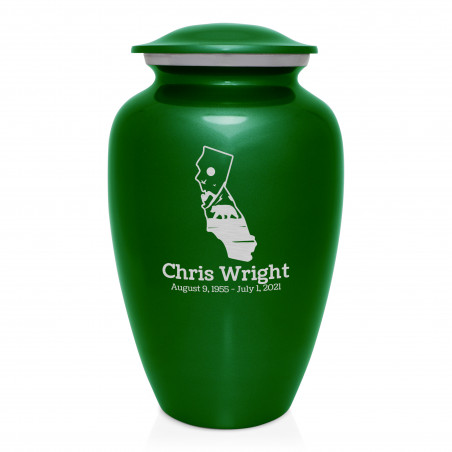 California Landscape Cremation Urn - Shamrock Green