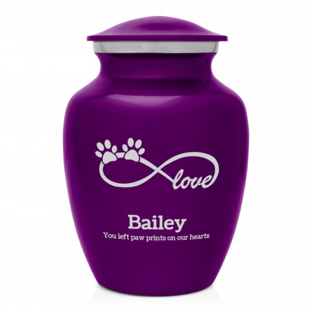 Small Infinite Love Pet Cremation Urn - Purple Luster