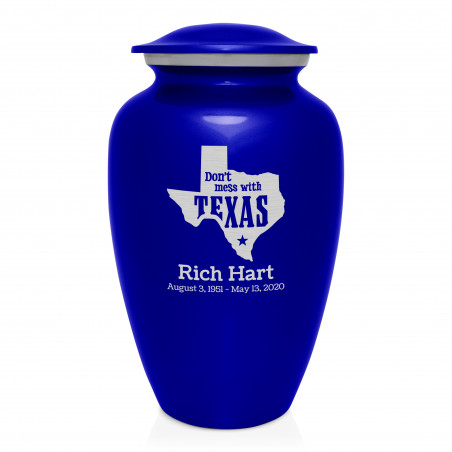 Don't Mess with Texas Cremation Urn - Midnight Blue