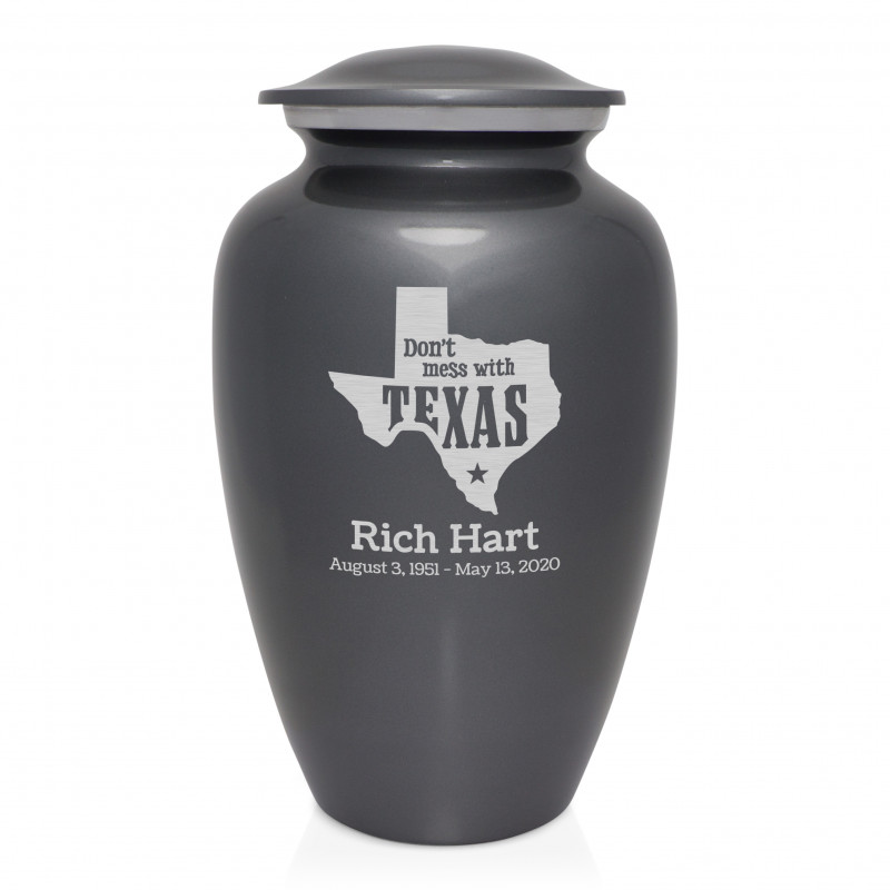 Don't Mess with Texas Cremation Urn - Gunmetal Gray