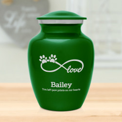 Small Infinite Love Pet Cremation Urn - Shamrock Green