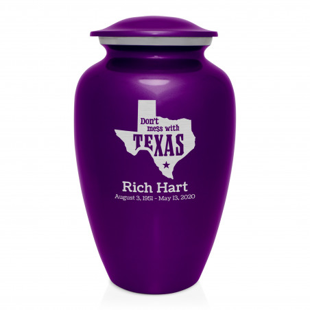 Don't Mess with Texas Cremation Urn - Purple Luster