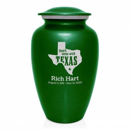Don't Mess with Texas Cremation Urn - Shamrock Green