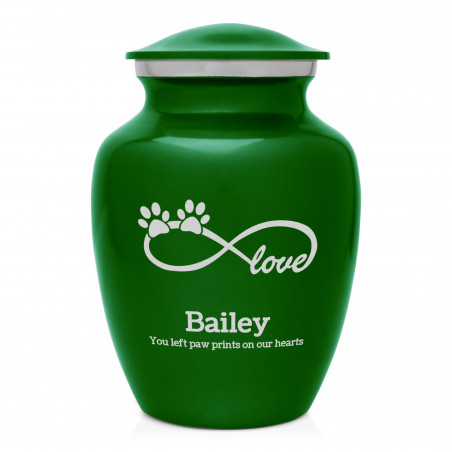 Small Infinite Love Pet Cremation Urn - Shamrock Green