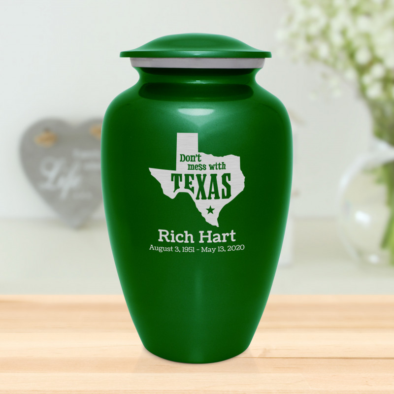Don't Mess with Texas Cremation Urn - Shamrock Green