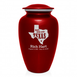 Don't Mess with Texas Cremation Urn - Ruby Red