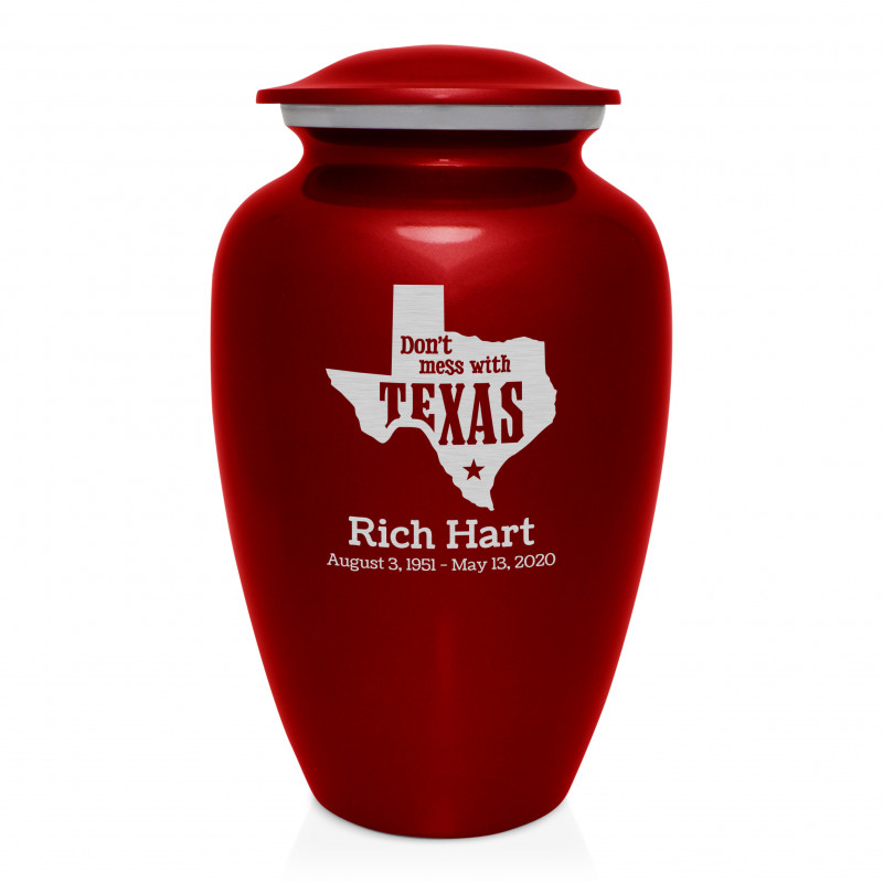 Don't Mess with Texas Cremation Urn - Ruby Red