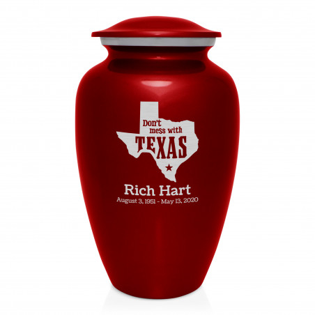 Don't Mess with Texas Cremation Urn - Ruby Red