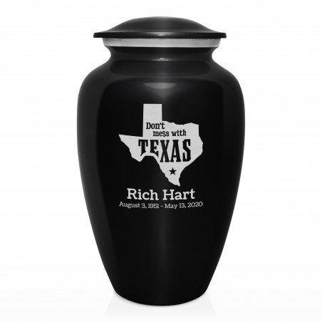 Don't Mess with Texas Cremation Urn - Jet Black