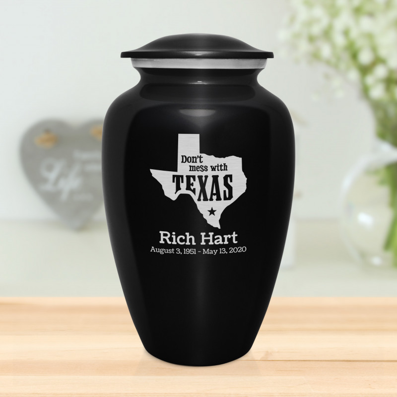 Don't Mess with Texas Cremation Urn - Jet Black