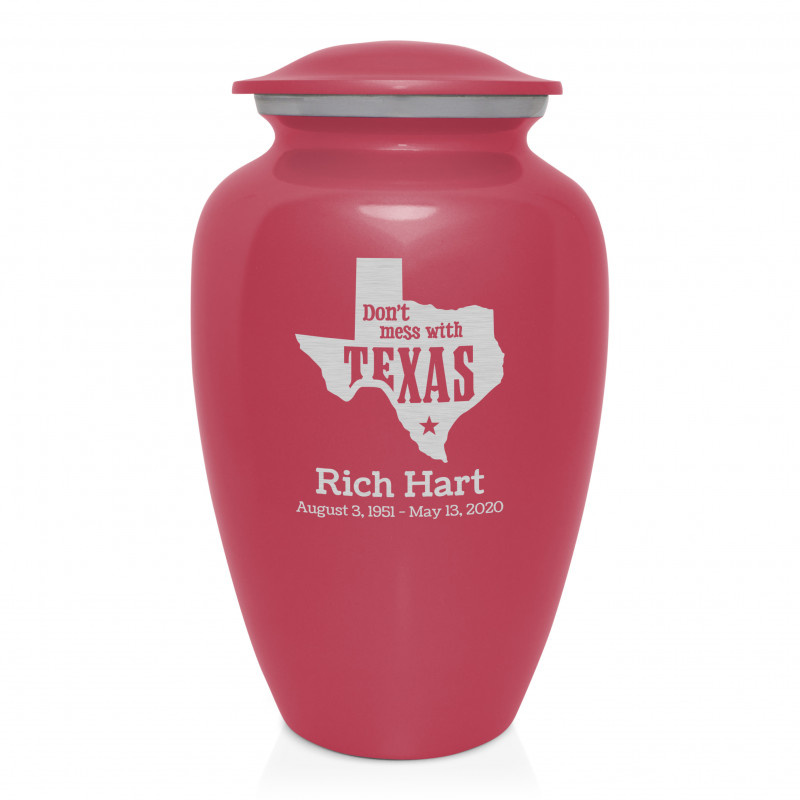 Don't Mess with Texas Cremation Urn - Rose Pink