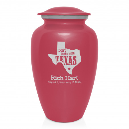 Don't Mess with Texas Cremation Urn - Rose Pink