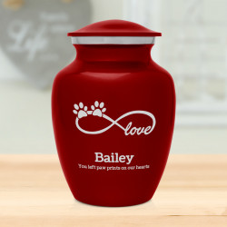Small Infinite Love Pet Cremation Urn - Ruby Red