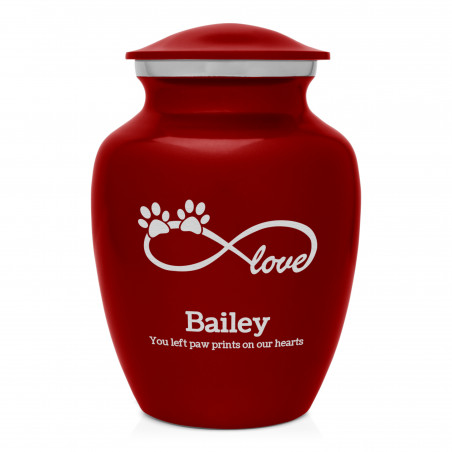 Small Infinite Love Pet Cremation Urn - Ruby Red