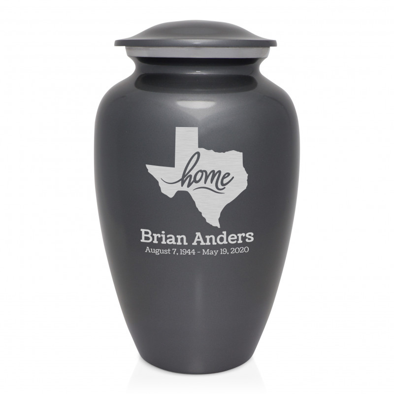 Texas Home Cremation Urn - Gunmetal Gray